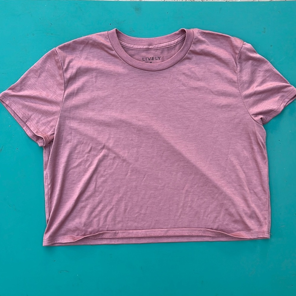 Lively cropped pink pajama shirt size medium